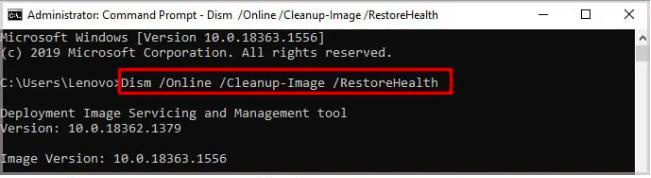 執行Dism /Online /Cleanup-Image /RestoreHealth命令