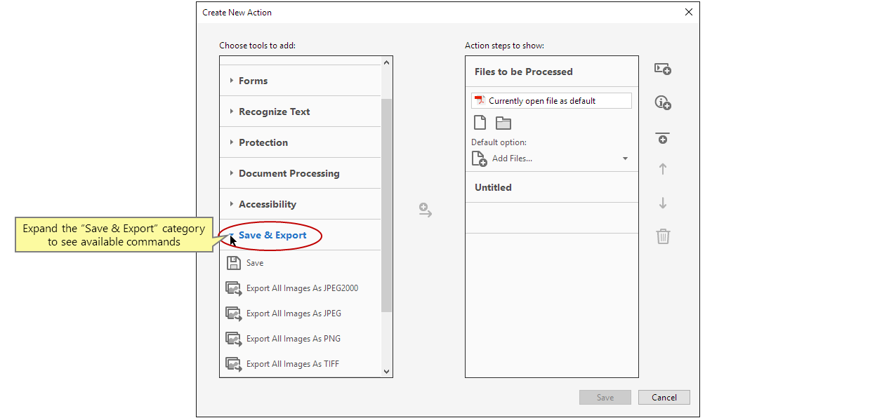 展開「儲存與匯出」類別