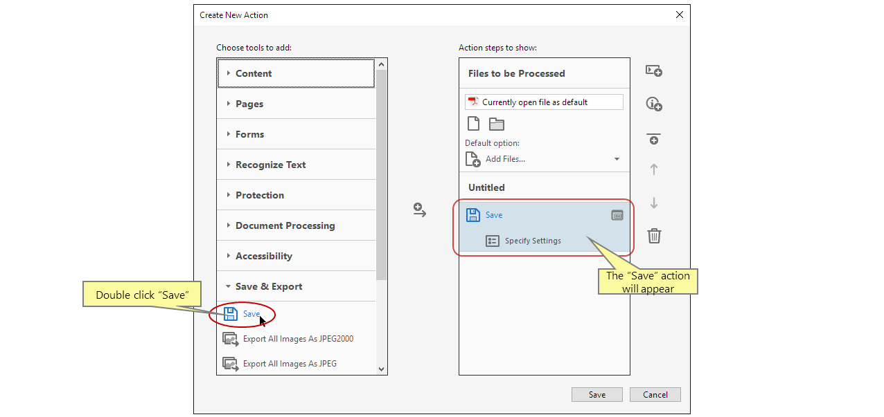 添加「儲存」指令