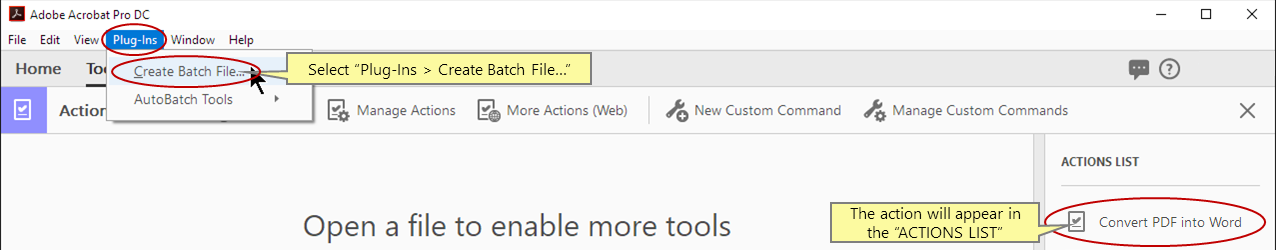 開啟「建立命令列批次檔案」對話框