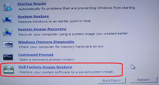 Windows 7/Vista無需密碼恢復Dell筆電原廠設定
