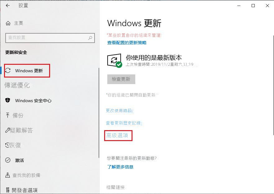 Windows更新高级选项