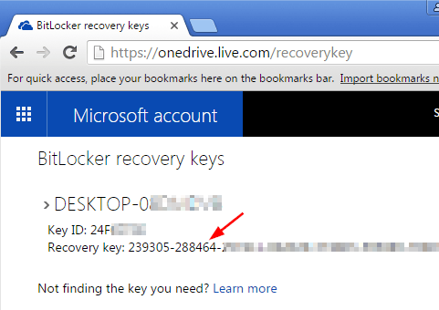 Bitlocker 的 Microsoft 帳戶恢復