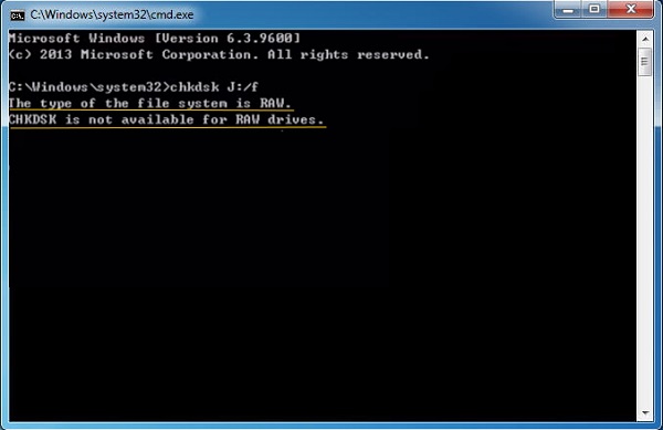 CHKDSK 無法用於 RAW 磁碟