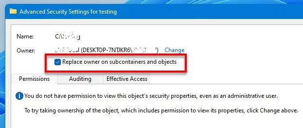 Windows 取代子容器和物件的擁有者選項
