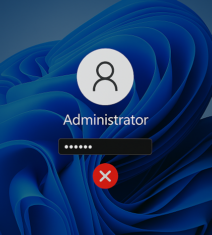 顯示密碼錯誤的 Windows 11 登入畫面