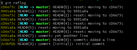 使用 git reflog 尋找 commit