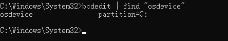 bcdedit 尋找 osdevice