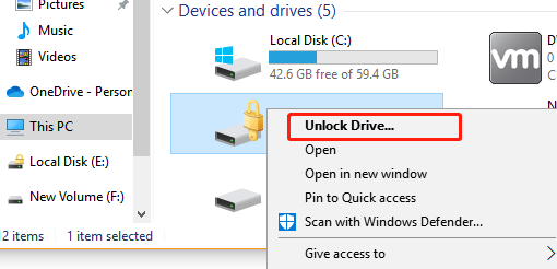 解鎖 BitLocker To Go