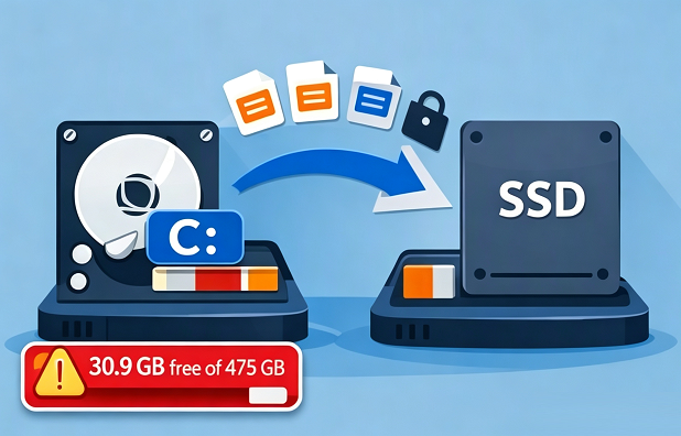 將完整的 C 槽複製到更大的 SSD