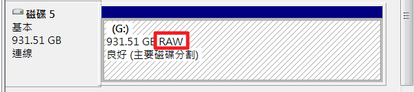 磁碟顯示是原始的