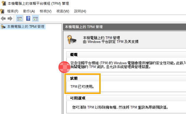 tpm.msc 狀態畫面